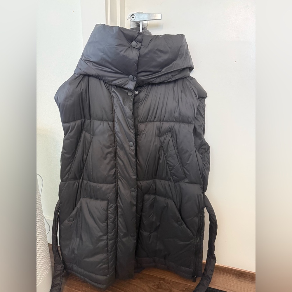 Zara Women's Rick Owens-style Black Hooded Puffer Vest